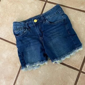 Girls Denim Shorts with Lace Edging on Legs Size 14 by V Gold Preowned